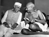 Gandhi and Nehru sharing a lighter moment.